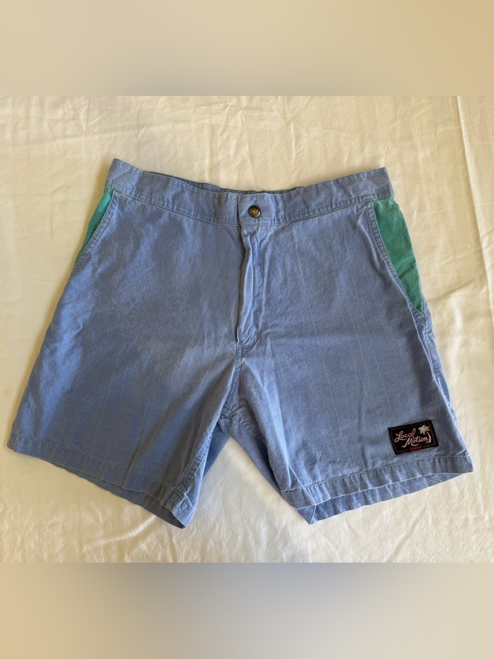 Vintage Local Motion Hawaii Surf Paddle Shorts Light Blue‎ Men’s Size 30 Summer
